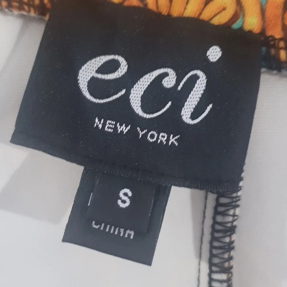 ECI New York Size S (approx 14) Floral Yellow Stretch Skirt - Picture 6 of 7